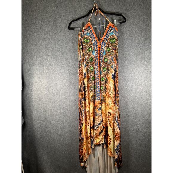 VENUS Dress Women Small Orange Halter Neck Island Hi-Lo Stretch Vacation Resort‎ - Picture 1 of 6